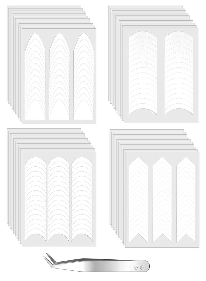 Skrfren 40 Sheets French Tip Nail Stickers for Nails Art Designs, 4 Designs Self-Adhesive Nail Tips Guides French Manicure Nails Art Stickers for Women Girls DIY Manicure Home Use(1PCS Tweezer,1620pcs) - Image 1